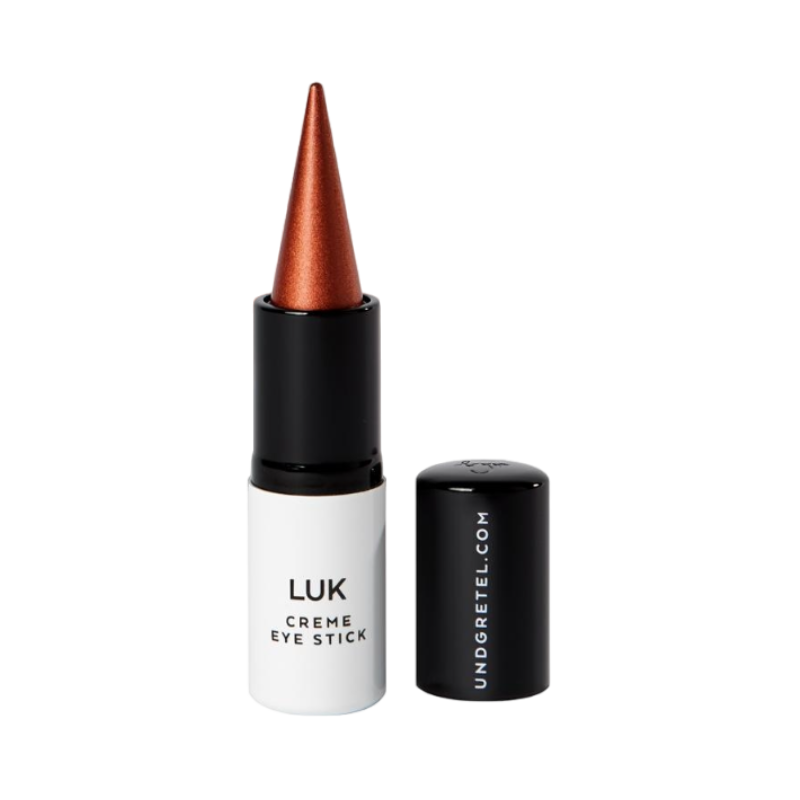 UND GRETEL LUK Creme Eye Stick in Bronze, geöffnete Verpackung mit abgenommenem Deckel.