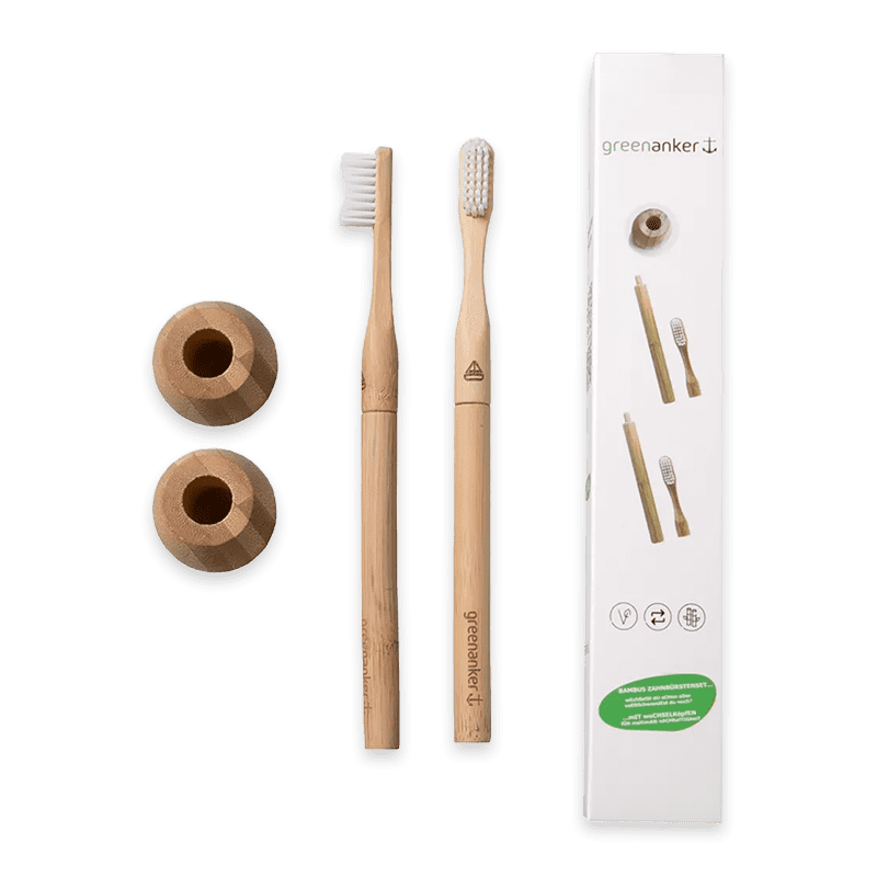 Bamboo toothbrush set 2 replacement heads